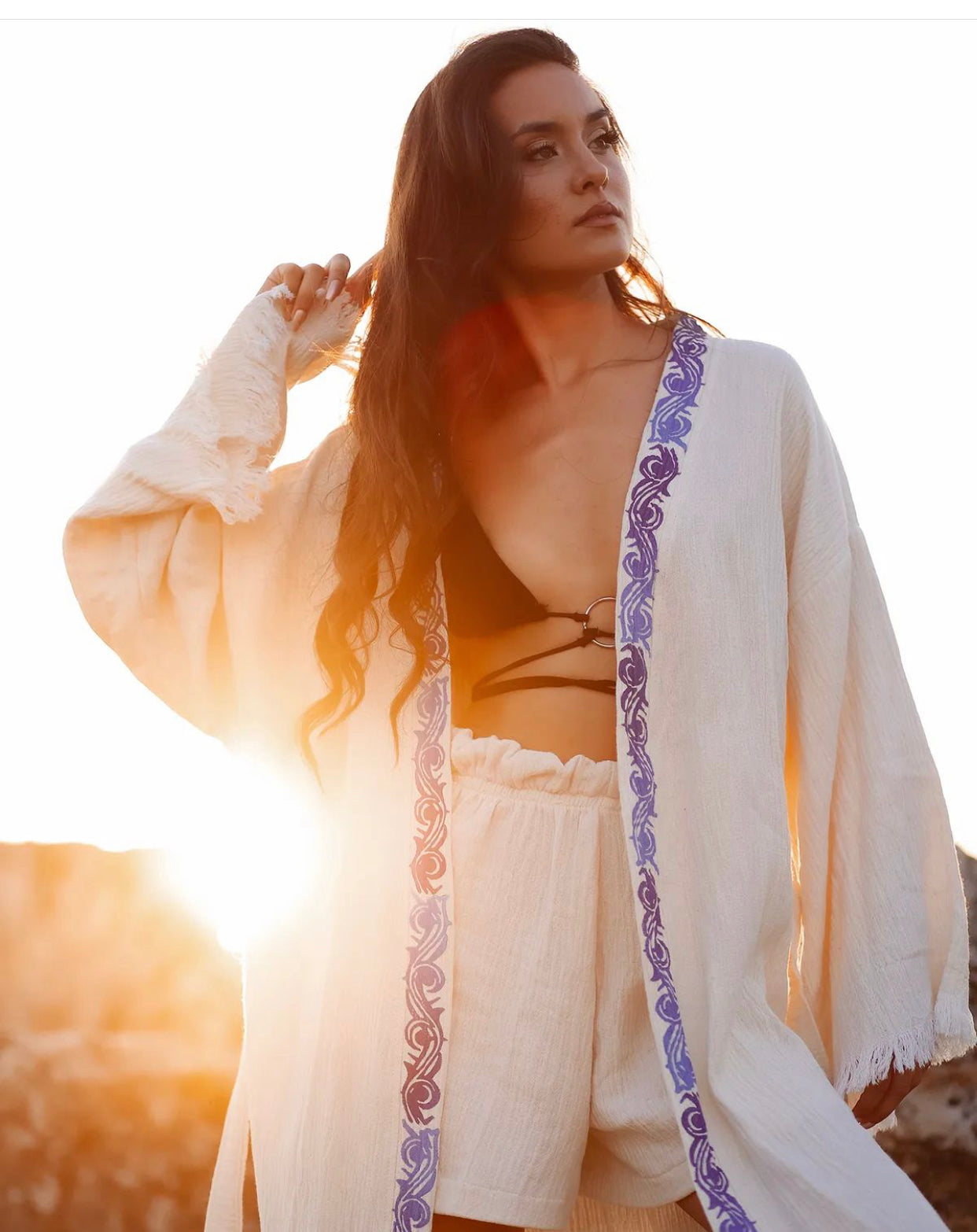 Organic Cotton Block Bathrobe